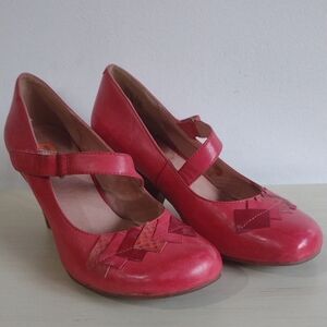 Miz Mooz Pink Leather Mary Jane Heels Size 7.5